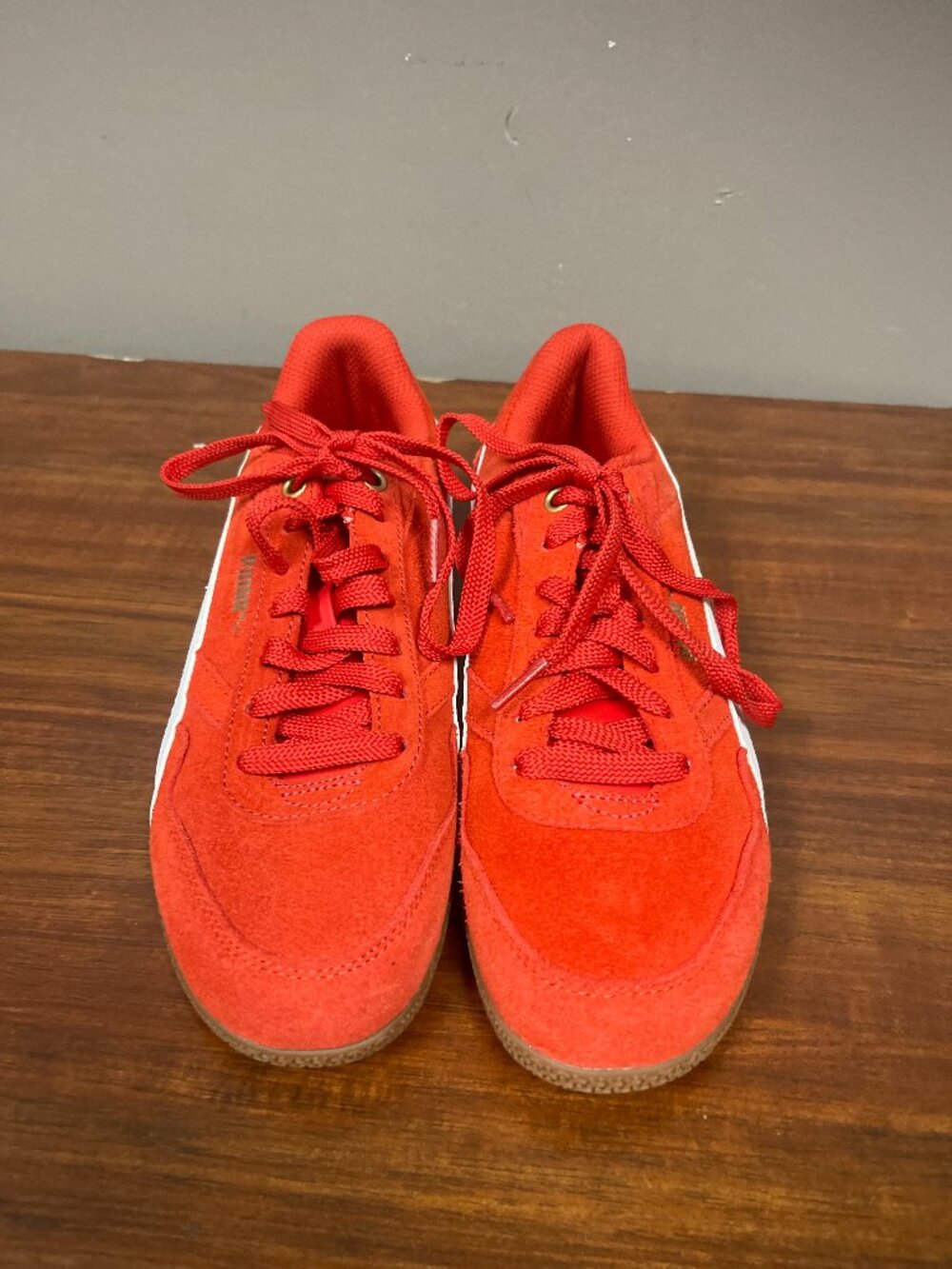 Puma Red Suede Low Top Sneakers Gum Sole Lace Up Women's Shoes Womens Size 7
